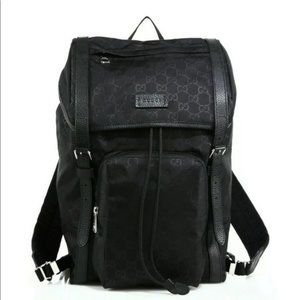 GUCCI GG Nylon Logo Guccissima Backpack Bag (Black)